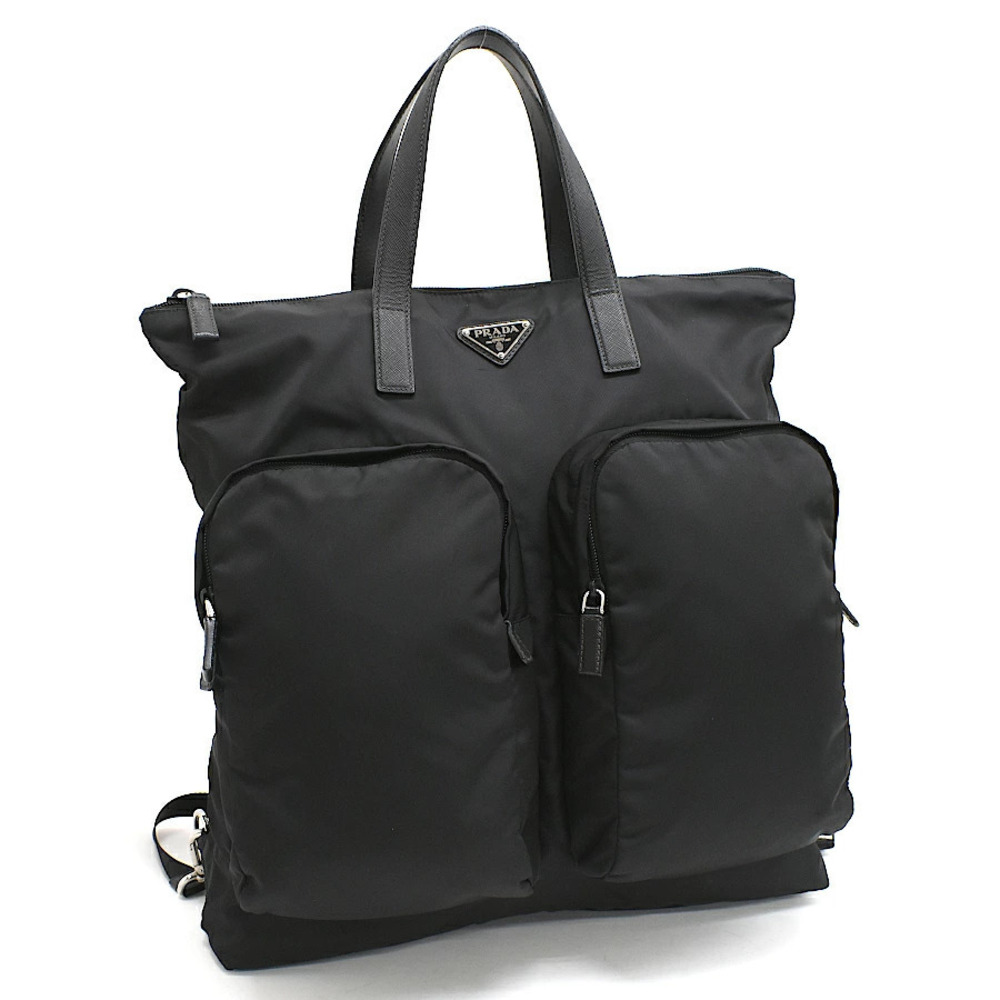Prada Re Backpack Rucksack Black Triangle Plate